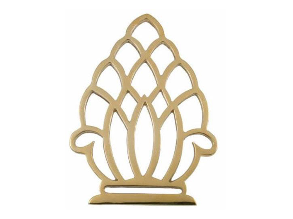 Extensive openwork crafts a stylized Pineapple Trivet. 