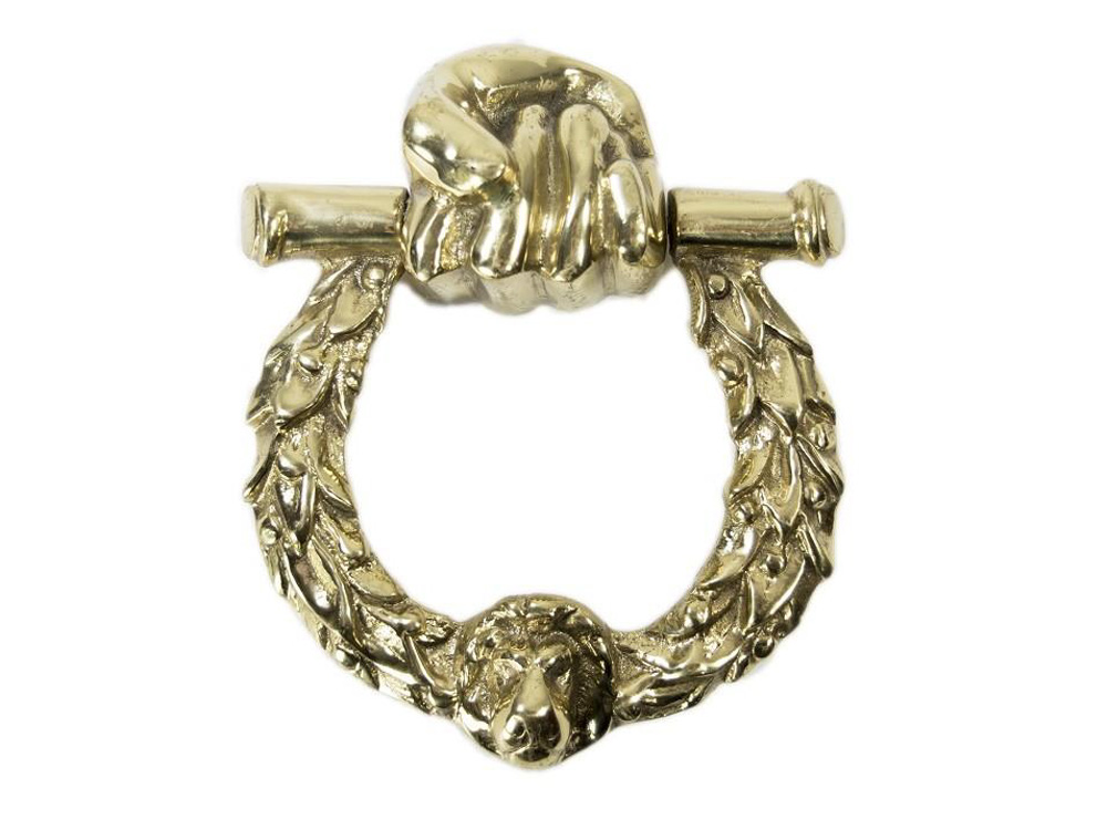Fist and Laurel Polished Brass Knocker