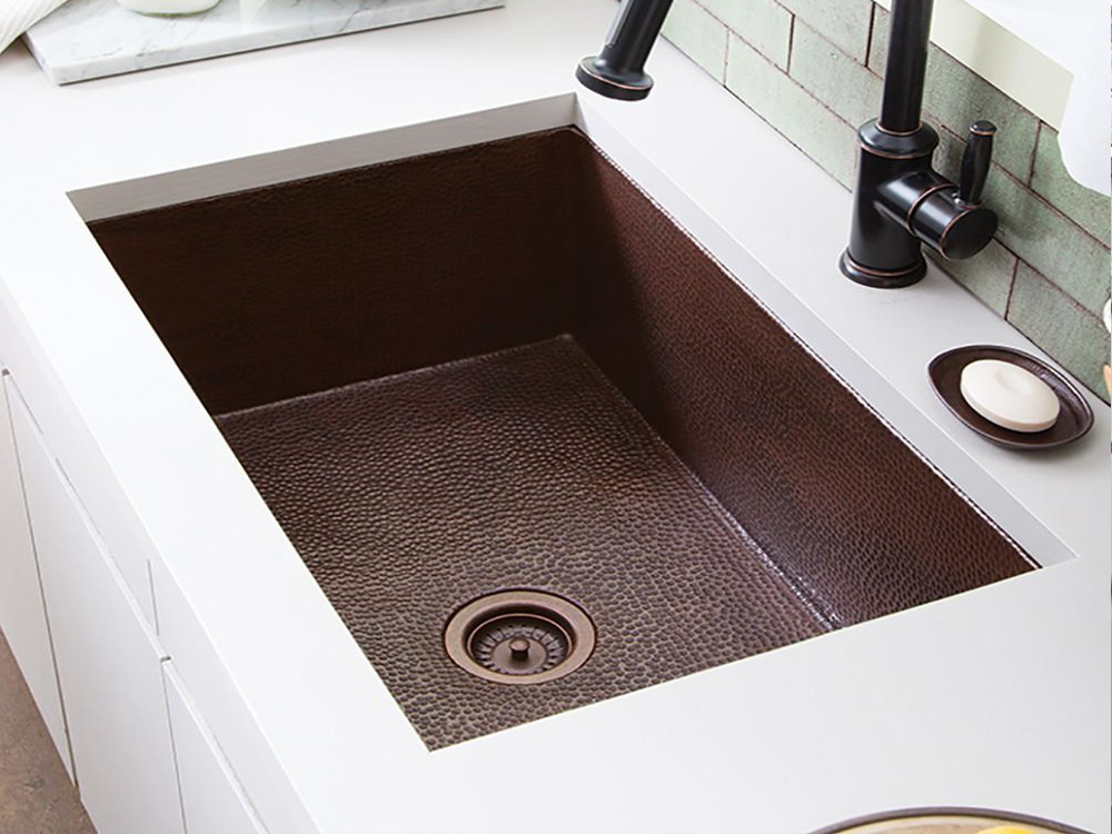33 inch hand hammered copper undermount kitchen sink