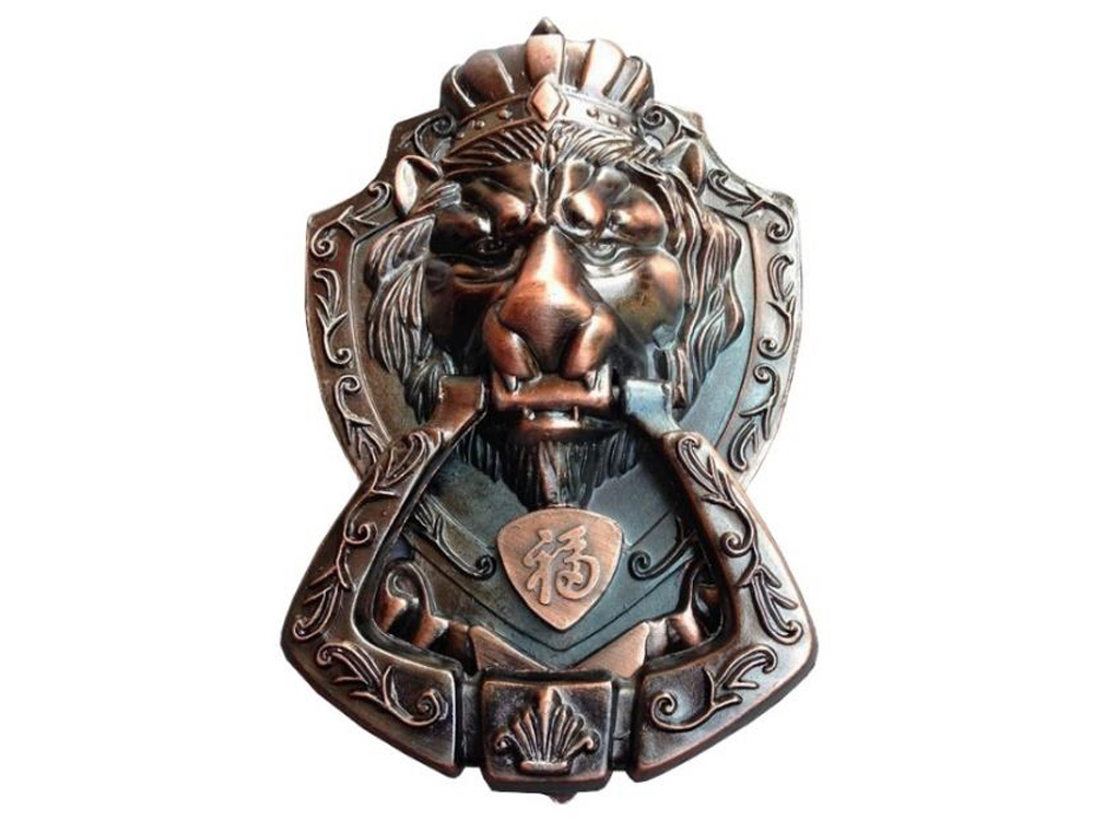 Antique Red Copper Lion Head Design Door Knocker